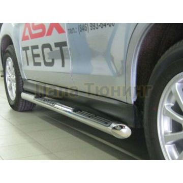 Пороги труба d76 с накладками вариант 1 РусСталь для Mitsubishi ASX 2010-2013