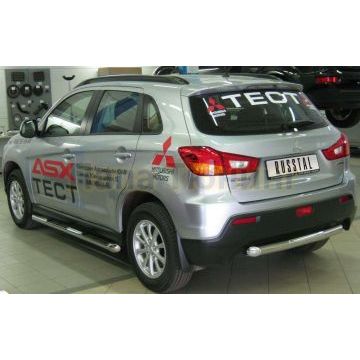 Пороги труба d76 с накладками вариант 3 РусСталь для Mitsubishi ASX 2010-2013