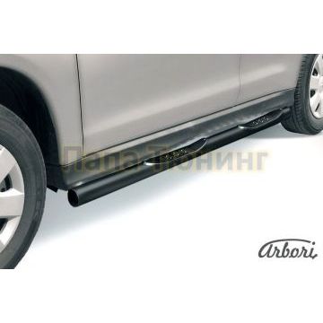 Пороги чёрная сталь труба с накладками 76 мм Slitkoff для Mitsubishi ASX 2010-2013 Пороги чёрная сталь труба с накладками 76 мм Slitkoff для Mitsubishi ASX 2010-2013