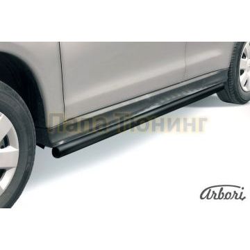 Защита штатных порогов чёрная сталь труба 57 мм Slitkoff для Mitsubishi ASX 2010-2013 Защита штатных порогов чёрная сталь труба 57 мм Slitkoff для Mitsubishi ASX 2010-2013