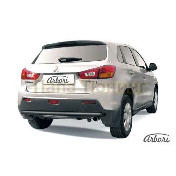 Защита заднего бампера чёрная сталь 57 мм Slitkoff для Mitsubishi ASX 2010-2013 Защита заднего бампера чёрная сталь 57 мм Slitkoff для Mitsubishi ASX 2010-2013