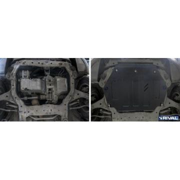 Защита картера и КПП Rival для 1,5 АКПП сталь 2 мм на передний привод для JAC S3 2014-