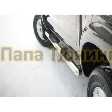 Пороги труба d76 с накладками вариант 3 РусСталь для Mitsubishi L200 2010-2013 Пороги труба d76 с накладками вариант 3 РусСталь для Mitsubishi L200 2010-2013