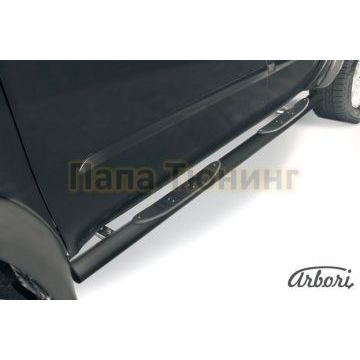 Пороги чёрная сталь труба с накладками 76 мм Slitkoff для Mitsubishi L200 2006-2015 Пороги чёрная сталь труба с накладками 76 мм Slitkoff для Mitsubishi L200 2006-2015