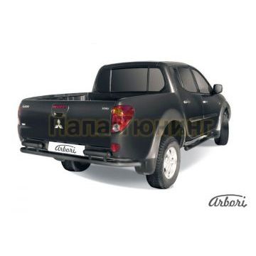 Защита заднего бампера чёрная сталь 57 мм Slitkoff для Mitsubishi L200 2006-2015