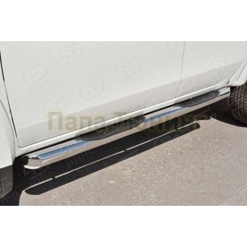 Пороги труба с накладками d76 вариант 1 РусСталь для Mitsubishi L200 2015-