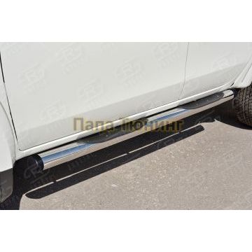 Пороги труба с накладками d76 вариант 2 РусСталь для Mitsubishi L200 2015-