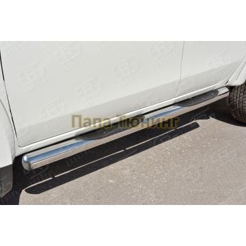 Пороги труба с накладками d76 вариант 3 РусСталь для Mitsubishi L200 2015-