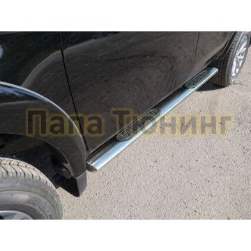 Пороги труба овальная с накладками 120х60 мм ТСС для Mitsubishi L200 2015-2019