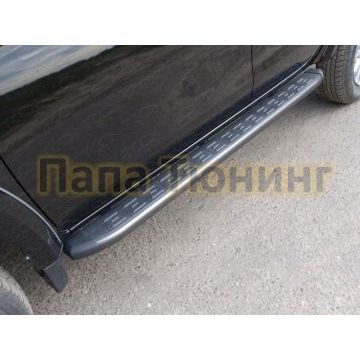 Пороги алюминиевые ТСС с накладкой серые для Mitsubishi L200 2015-2019 Пороги алюминиевые ТСС с накладкой серые для Mitsubishi L200 2015-2019