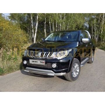 Защита передняя овальная 75х42 мм ТСС для Mitsubishi L200 2015-2019 Защита передняя овальная 75х42 мм ТСС для Mitsubishi L200 2015-2019