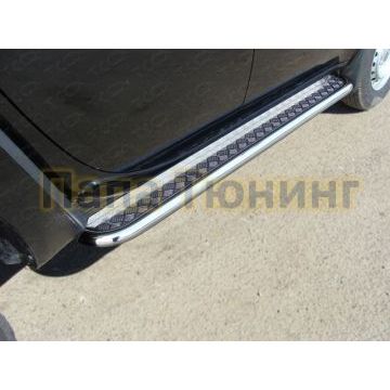 Пороги с площадкой алюминиевый лист 60 мм ТСС для Mitsubishi L200 2014-2015 Пороги с площадкой алюминиевый лист 60 мм ТСС для Mitsubishi L200 2014-2015