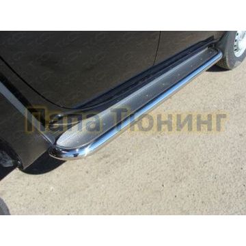 Пороги с площадкой нержавеющий лист 60 мм ТСС для Mitsubishi L200 2014-2015 Пороги с площадкой нержавеющий лист 60 мм ТСС для Mitsubishi L200 2014-2015