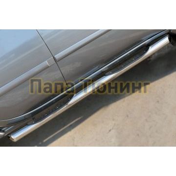 Пороги труба с накладками d76 вариант 1 РусСталь для Mitsubishi L200 2014-2015