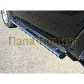 Пороги труба овальная с накладками 120х60 мм ТСС для Mitsubishi L200 2014-2015 Пороги труба овальная с накладками 120х60 мм ТСС для Mitsubishi L200 2014-2015