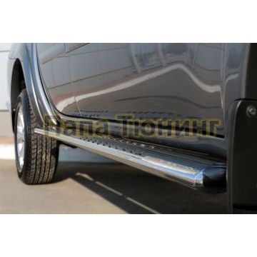 Пороги труба овальная с проступью 120х60 мм РусСталь для Mitsubishi L200 2014-2015