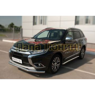 Пороги труба d57 вариант 1 РусСталь для Mitsubishi Outlander 2015-2018