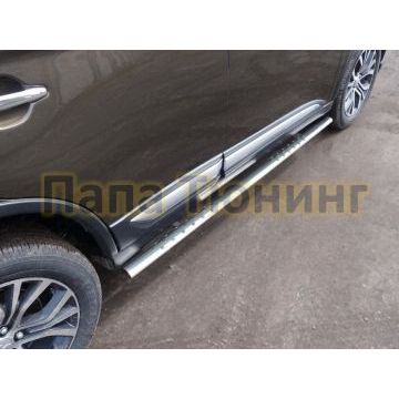 Пороги овальные с проступью 75х42 мм для Mitsubishi Outlander 2018- Пороги овальные с проступью 75х42 мм для Mitsubishi Outlander 2018-