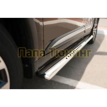 Пороги труба овальная с проступью 120х60 мм РусСталь для Mitsubishi Outlander 2015-2018