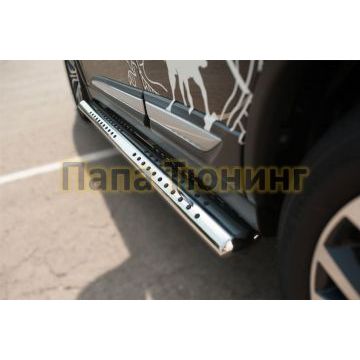 Пороги труба овальная с проступью 120х60 мм РусСталь для Mitsubishi Outlander 2015-2018