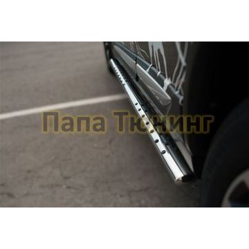 Пороги труба овальная с проступью 75х42 мм РусСталь для Mitsubishi Outlander 2015-2018
