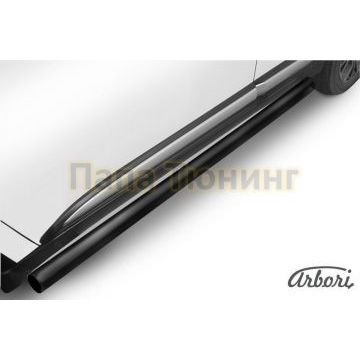 Защита штатных порогов чёрная сталь труба 76 мм Slitkoff для Mitsubishi Outlander 2015- Защита штатных порогов чёрная сталь труба 76 мм Slitkoff для Mitsubishi Outlander 2015-