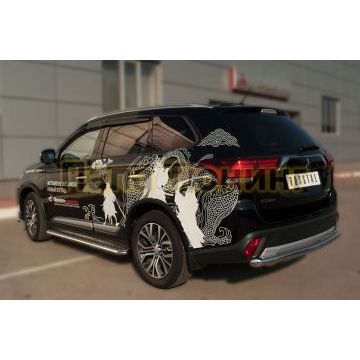 Защита заднего бампера d57 РусСталь для Mitsubishi Outlander 2015-2018