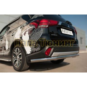 Защита заднего бампера d57 секции РусСталь для Mitsubishi Outlander 2015-2018