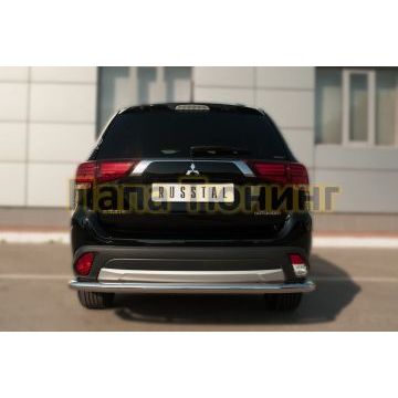 Защита заднего бампера d57 секции РусСталь для Mitsubishi Outlander 2015-2018