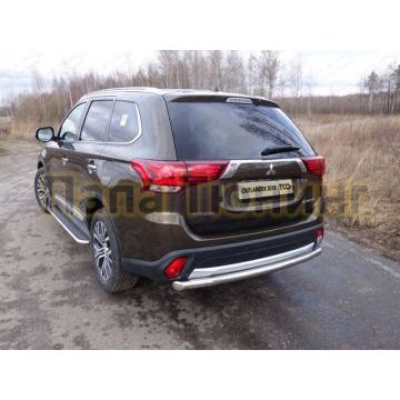 Защита заднего бампера длинная 60 мм ТСС для Mitsubishi Outlander 2015-2018