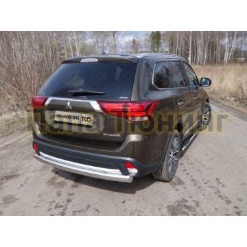 Защита заднего бампера овальная 75х42 мм ТСС для Mitsubishi Outlander 2015-2018