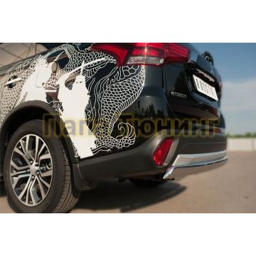 Защита заднего бампера овальная 75х42 мм РусСталь для Mitsubishi Outlander 2015-2018