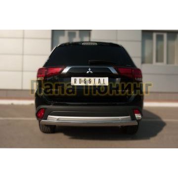 Защита заднего бампера овальная 75х42 мм РусСталь для Mitsubishi Outlander 2015-2018