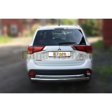 Защита заднего бампера овальная 75х42 мм ALFeco для Mitsubishi Outlander 2015-2018