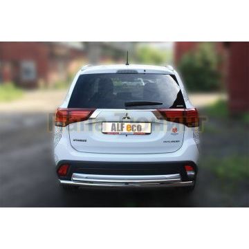 Защита заднего бампера двойная 60-42 мм ALFeco для Mitsubishi Outlander 2015-2018