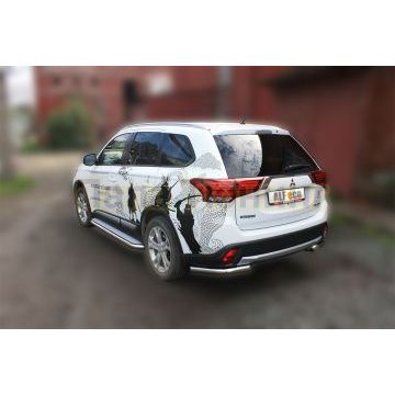 Защита задняя уголки 60 мм ALFeco для Mitsubishi Outlander 2015-2018