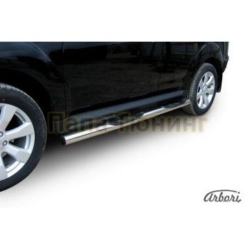 Пороги труба с накладками 76 мм Slitkoff для Mitsubishi Outlander XL 2010-2012 Пороги труба с накладками 76 мм Slitkoff для Mitsubishi Outlander XL 2010-2012