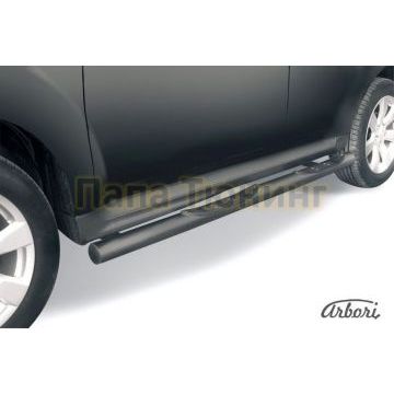 Пороги чёрная сталь труба с накладками 76 мм Slitkoff для Mitsubishi Outlander XL 2010-2012 Пороги чёрная сталь труба с накладками 76 мм Slitkoff для Mitsubishi Outlander XL 2010-2012