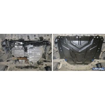 Защита картера + КПП Rival сталь 2 мм для Ford Grand C-Max, V - 1.6 2010-2015/Ford С-Max, V - 1.6; 1.8; 2.0 2003-2010/Ford Kuga, V - 2.0 2008-2013/Ford Focus, V - все 2005-