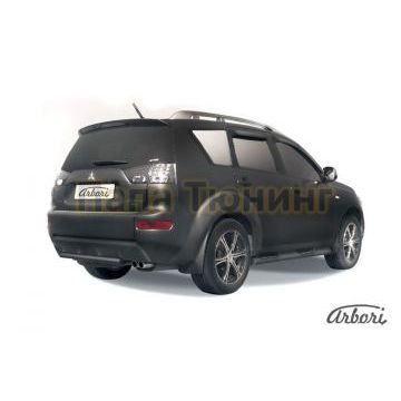 Защита заднего бампера чёрная сталь 57 мм Slitkoff для Mitsubishi Outlander XL 2010-2012 Защита заднего бампера чёрная сталь 57 мм Slitkoff для Mitsubishi Outlander XL 2010-2012