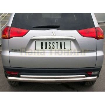 Защита заднего бампера двойная d76-d42 РусСталь для Mitsubishi Outlander 2010-2012