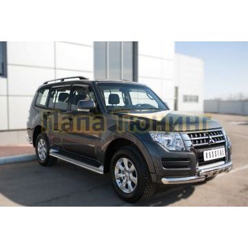 Защита штатных порогов d42 РусСталь для Mitsubishi Pajero IV 2014-