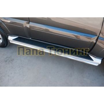 Защита штатных порогов d42 РусСталь для Mitsubishi Pajero IV 2014-