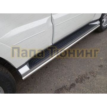 Защита штатных порогов 42 мм ТСС для Mitsubishi Pajero 4 2014- Защита штатных порогов 42 мм ТСС для Mitsubishi Pajero 4 2014-