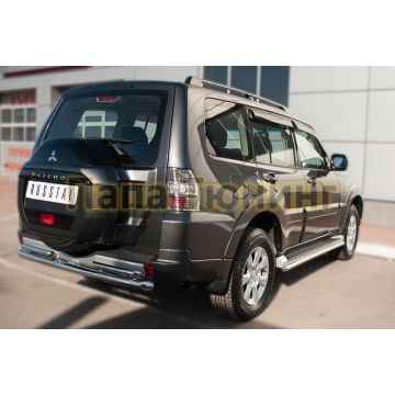 Защита заднего бампера двойная d57-d42 РусСталь для Mitsubishi Pajero IV 2014-