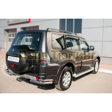Защита задняя двойные уголки d57-d42 РусСталь для Mitsubishi Pajero IV 2014-