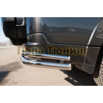 Защита задняя двойные уголки d57-d42 РусСталь для Mitsubishi Pajero IV 2014-