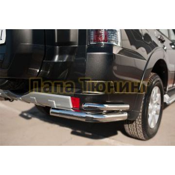 Защита задняя двойные уголки d57-d42 РусСталь для Mitsubishi Pajero IV 2014-