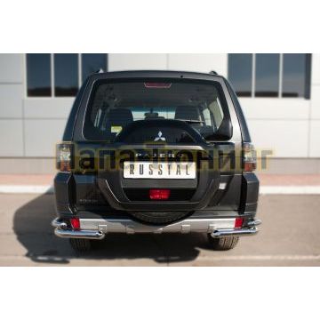 Защита задняя двойные уголки d57-d42 РусСталь для Mitsubishi Pajero IV 2014-