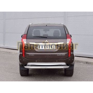 Защита задняя со ступенькой нержавеющий лист 63 мм РусСталь для Mitsubishi Pajero Sport 2016-2021